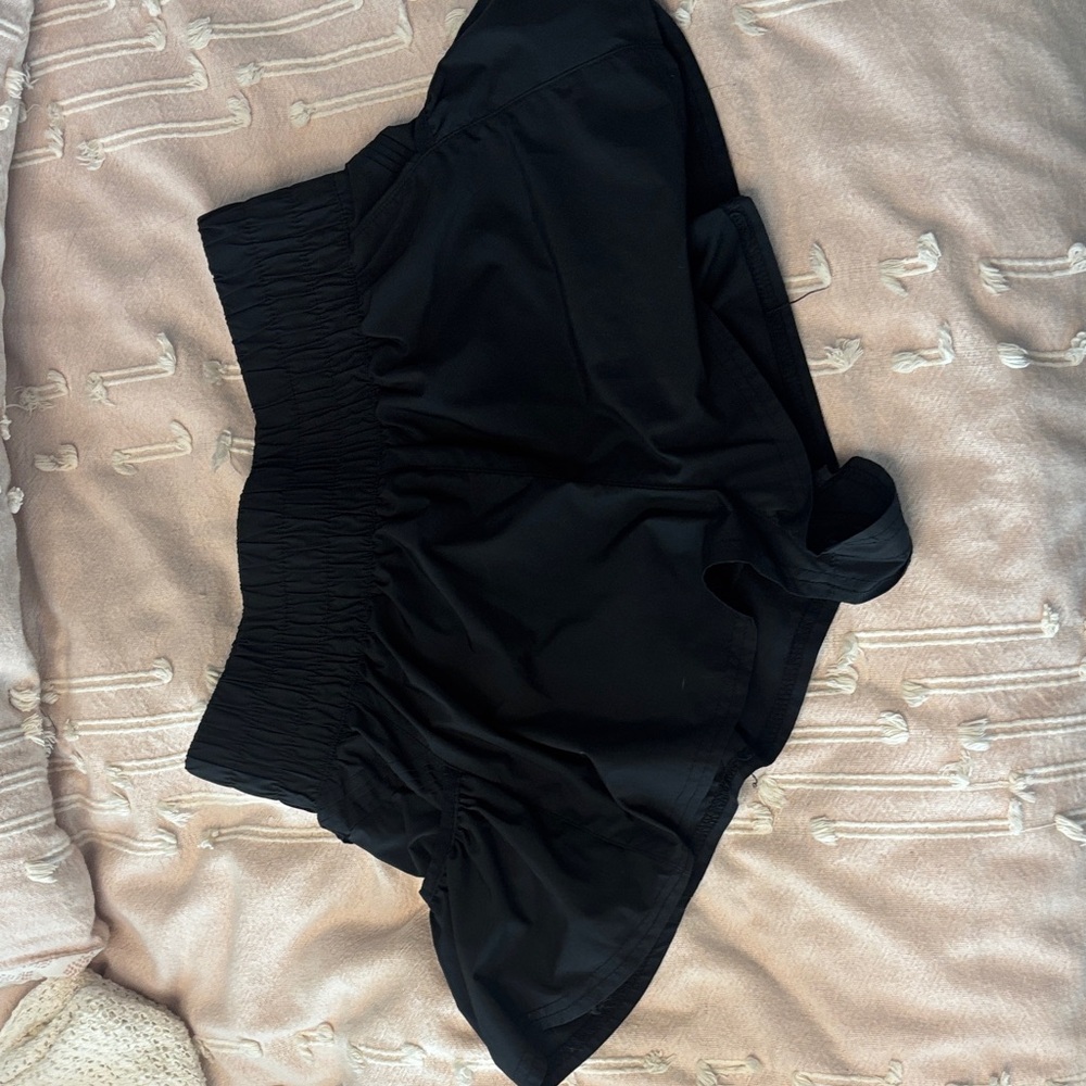 FP Movement by Free People Black Athletic Shorts with Smocked Waist